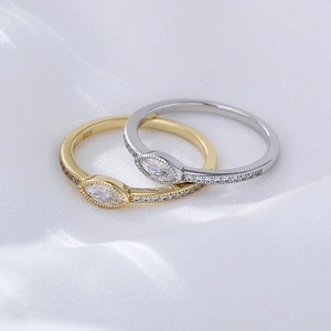Elegantes Set aus S925 Sterlingsilber Ringen mit Marquise-Zirkonia und Mikro-Pavé-Besatz
