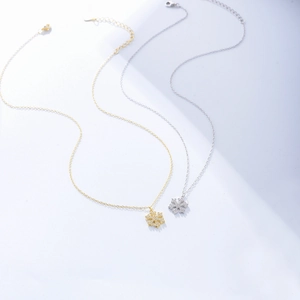 Elegant S925 sterling silver snowflake necklaces in gold and silver with sparkling zircons