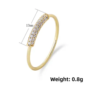 Close-up of S925 silver gold-plated ring showing 13mm zircon inlay and 0.8g weight