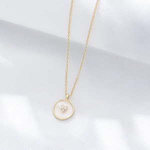 925 Sterling Silver Irregular Round Zirconia Pendant Necklace Women Minimalist Heart Enamel Clavicle Chain Jewelry Gift