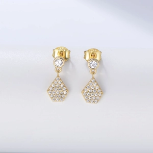 Detailed close-up showing S925 hallmark on gold plated sterling silver earrings