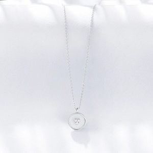 S925 sterling silver necklace featuring an irregular circular zircon heart pendant