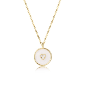 S925 sterling silver gold plated necklace with circular heart-shaped zircon pendant