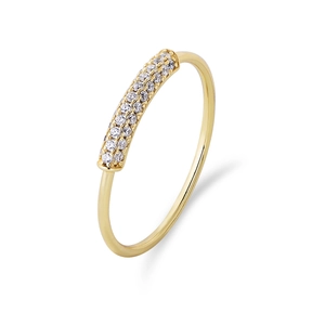 Minimalist gold sterling silver ring featuring a pave setting of white cubic zirconia