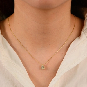 S925 sterling silver gold teardrop pendant necklace with sparkling micro-pave zircons