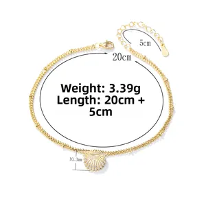 Detail view of 925 silver shell anklet with crystals and 20cm plus 5cm extension chain