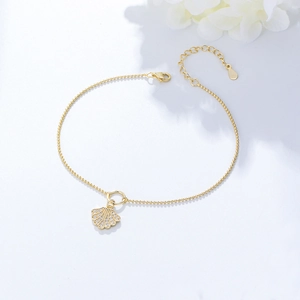 Bohemian 925 Sterling Silver Shell Pendant Anklet For Women Summer Beach Rhinestone Adjustable Fashion Foot Jewelry Gift
