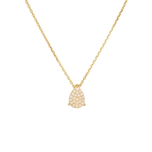 Elegant S925 sterling silver gold-plated teardrop necklace with micro-pave cubic zirconia