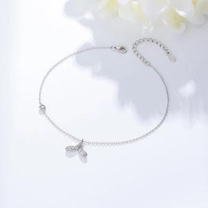 Elegant S925 sterling silver mermaid tail anklet with sparkling zircon stones