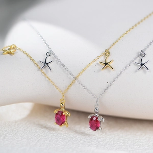 Bracelet de cheville bohème en argent S925 avec pendentifs tortue de mer et étoile de mer