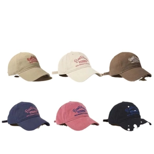 Classic cotton baseball caps in six colors with vintage embroidery and adjustable strap