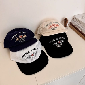 Retro NATIVE FOREST embroidered flat brim baseball caps in four vintage colors