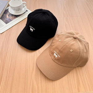 Casquettes de baseball classiques noir et kaki avec broderie chat et lettres mignonnes