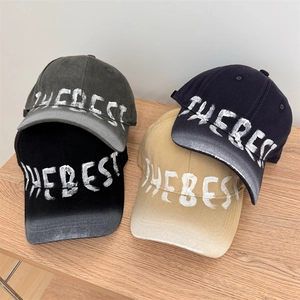 Vintage washed cotton baseball cap with embroidered letters in four retro color options