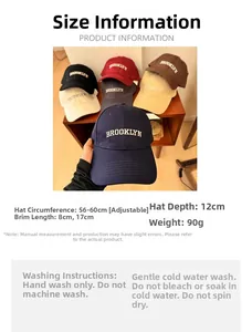 Guide des tailles pour casquette Brooklyn en coton avec sangle réglable et visière