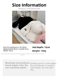 Guide des tailles pour casquette en laine d'agneau avec mesures et conseils d'entretien