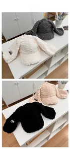 Détails de casquettes en laine d'agneau avec oreilles de lapin mignonnes en quatre couleurs