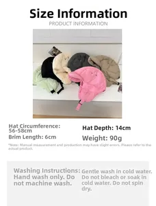 Detailed size chart for windproof quilted aviator hat with 56-58cm head circumference