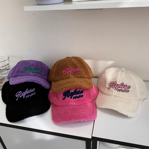 Casquette de Baseball d'Hiver Chaude en Peluche Acrylique Laine d'Agneau Polaire Lettres Brodées Ajustable Extérieur Sport Décontracté Pour Enfants Adultes