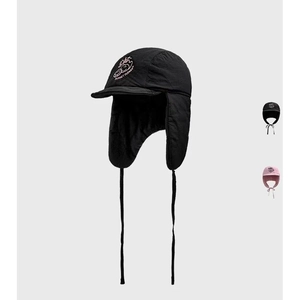 Women's padded ski trapper hat with windproof fabric and cute sunset flower embroidery