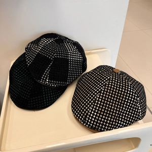 Casquette gavroche britannique à motif écossais classique en tweed pour femmes