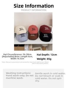 Size chart for vintage cotton newsboy cap with 56-58cm adjustable circumference and brim detail