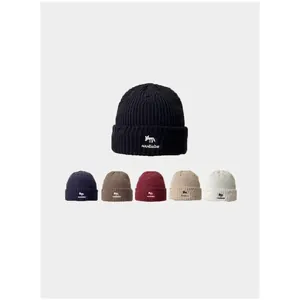 Distressed Knitted Beanie For Women Men Winter Warm Acrylic Fox Embroidery Ripped Skull Cap Hip Hop Casual Hat
