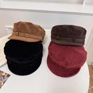 Béret Octogonal Vintage pour Femmes Style Britannique Rétro Casquette Gavroche en Acrylique Automne Hiver Mode Couleur Unie Chapeau de Peintre