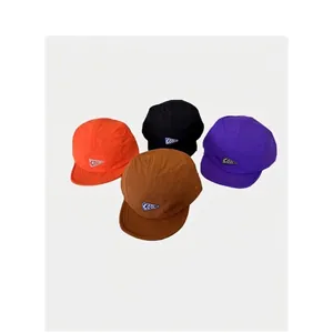 Five-panel short brim quick-dry baseball caps in orange, purple, black, and brown colors