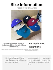 Detailed size specifications for adjustable outdoor quick-dry baseball cap with dimensions
