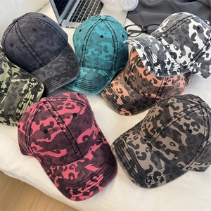 Berretto da Baseball da Donna con Stampa Leopardata Retro Americano Lavato Acrilico Regolabile Parasole all'Aperto Cappello Moda
