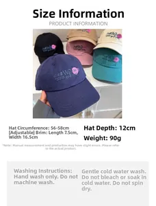 Tabella taglie dettagliata per cappello da baseball con misure e bordo regolabile