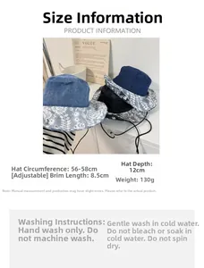 Guide des tailles du chapeau bob en denim avec dentelle et conseils d'entretien