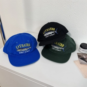 Retro Embroidered Acrylic Baseball Cap Vintage Marlin Fish Pattern Adjustable Sunshade Fashion Streetwear Trucker Hat