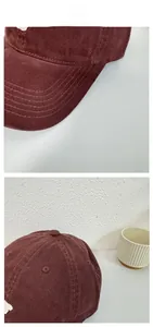 Detailed stitching on the brim and textured corduroy fabric of a burgundy baseball cap