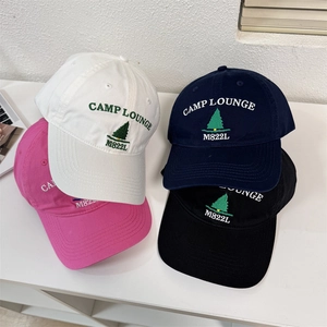 Unisex Embroidered Acrylic Baseball Cap Pine Tree Letter Pattern Soft Top Adjustable Sun Protection Sporty Casual Hat