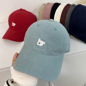 Women Sweet Cartoon Dog Embroidery Acrylic Baseball Cap Adjustable Casual Fashion Sun Shade Peaked Hat For Outdoor Travel