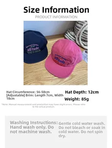 Size chart for adjustable embroidery baseball cap with 56-58cm head circumference