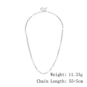 Silver paperclip chain necklace 11.33g with adjustable 55+5cm length and lobster clasp