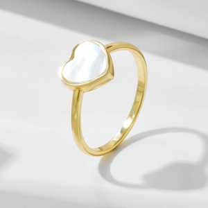 Bague En Argent Sterling 925 En Forme De Coeur Incrustation Nacre Élégante Minimaliste Style Coréen Pour Femme
