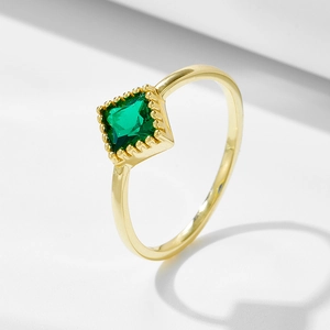 925 Sterling Silver Geometric Square Emerald Zirconia Ring For Women Minimalist Gold Silver Plated Fashion Jewelry Gift