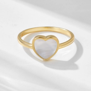 Bague élégante en argent 925 avec nacre blanche en forme de cœur incrustée