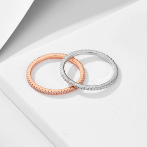 Elegant S925 sterling silver stackable rings with micro-pave cubic zirconia stones
