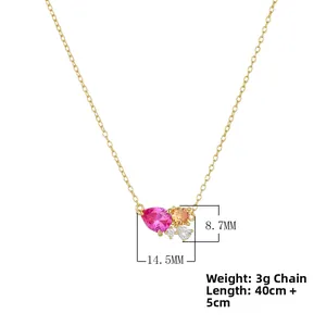 Detail view of s925 silver necklace with ruby and zircon pendant showing 8.7mm height