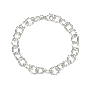 Minimalist S925 sterling silver rollo chain bracelet with high polish finish and lobster clasp