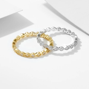 Bagues minimalistes S925 en argent sterling géométriques avec diamants en or et argent
