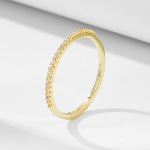 Minimalist 925 Sterling Silver Ring For Women Micro Pave Rhinestone Narrow Band Gold Silver Plated Stackable Jewelry Ring