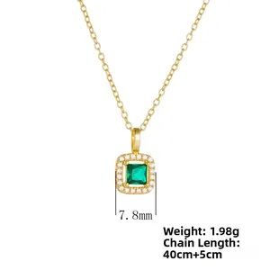 Détails du collier en argent avec pendentif zircon émeraude de 7,8 mm et dimensions précises