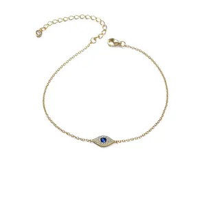 925 Sterling Silver Evil Eye Bracelet With Micro Inlaid Zirconia Elegant Geometric Gold Plated Chain Jewelry For Women Gift