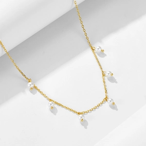 Vintage Elegant Artificial Pearl Necklace With 925 Sterling Silver Chain Shell Artificial Pearl Pendant Sophisticated Jewelry For Women Wearing